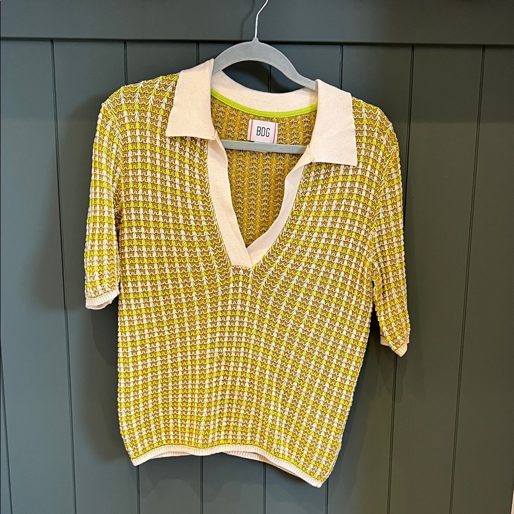 BDG Yellow and Cream Knit Top
